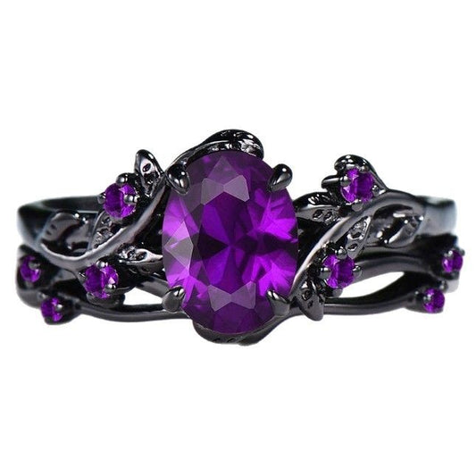 Amethyst Ring Gun Black Rose Branches Cross
